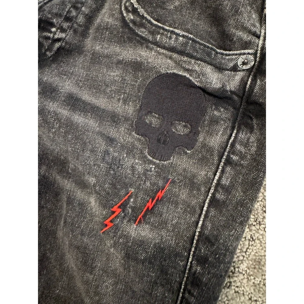 True Religion Rocco 29/33 Skull Jeans Black Wash Relaxed (Y1)